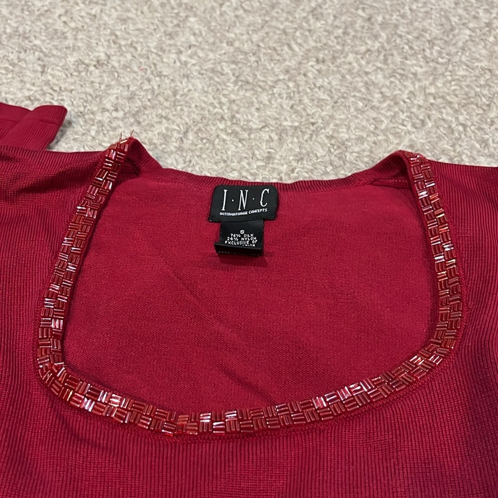 INC International Concepts Sweater with Beaded Neckline - Picture 10 of 11